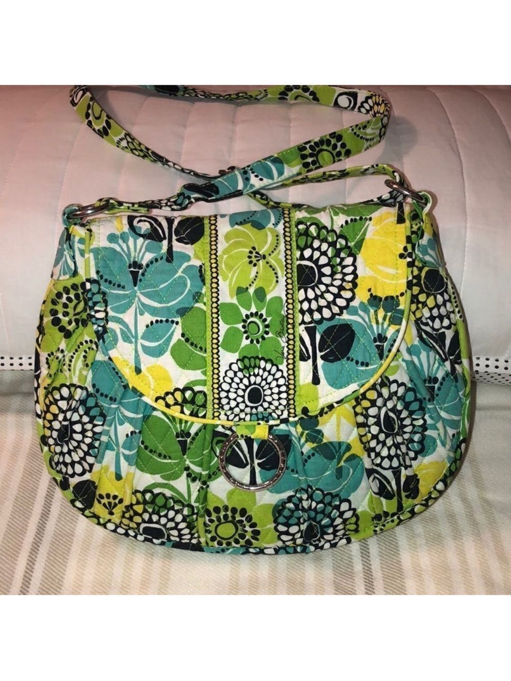 Vera Bradley “Limes Up” Cross Body Green White Yellow Black Quilted Bag